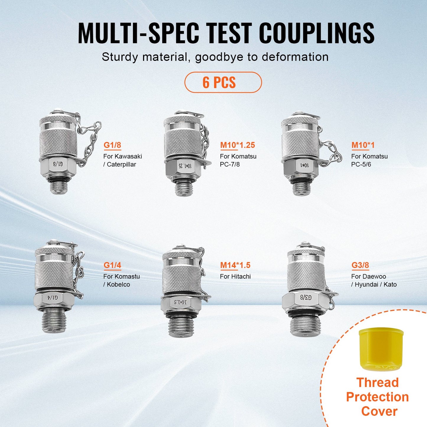VEVOR Hydraulic Pressure Test Kit, 250/400/600bar, 3 Gauges 6 Test Couplings 3 Test
