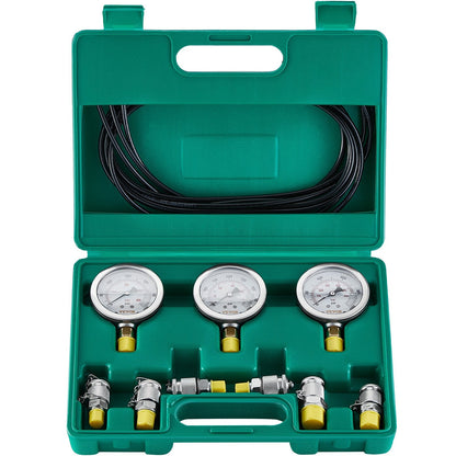 Hydraulic Test Kit with 3 Gauges & 6 Couplings, 250/400/600 Bar, 1.6 m Hoses