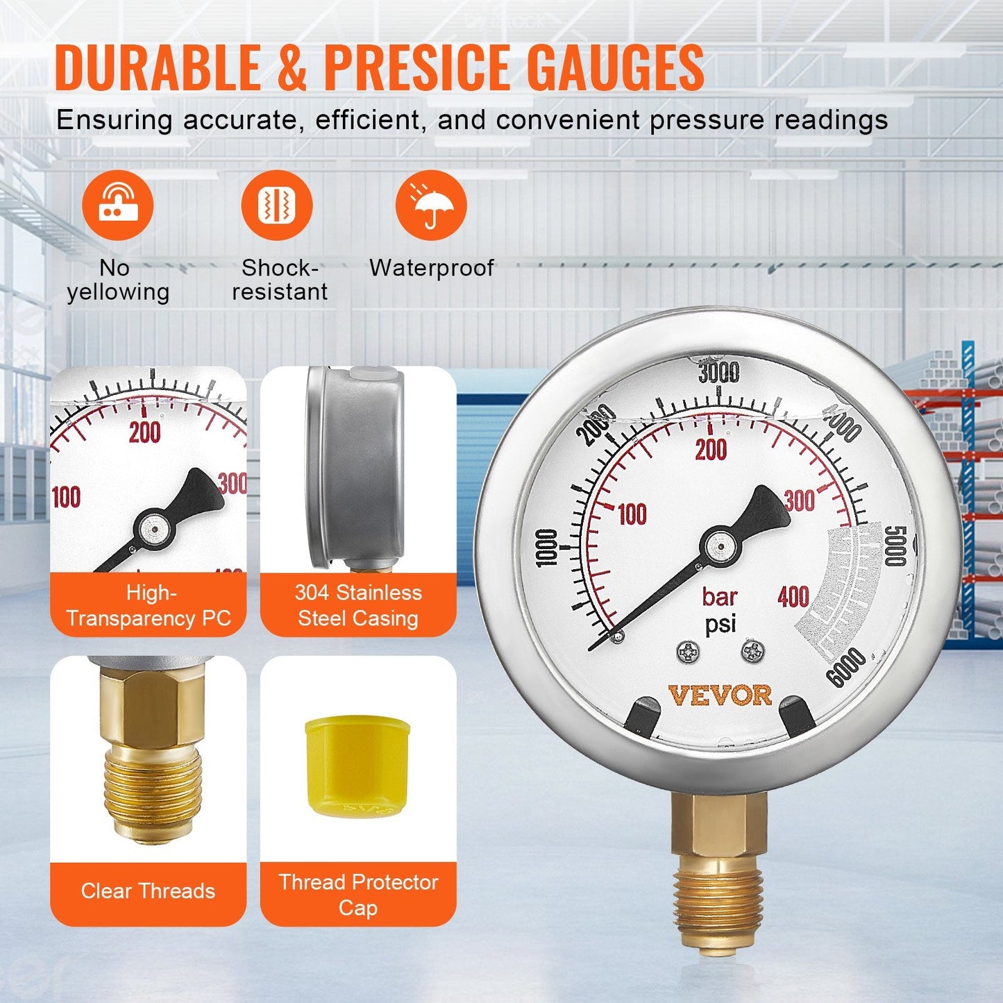 Hydraulic Pressure Test Kit with 3 Gauges & 9 Couplings, 250/400/600 Bar