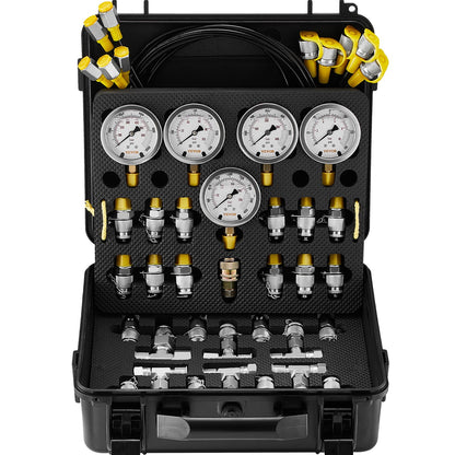 VEVOR Hydraulic Pressure Test Kit, 10/100/250/400/600bar, 5 Gauges 13 Couplings