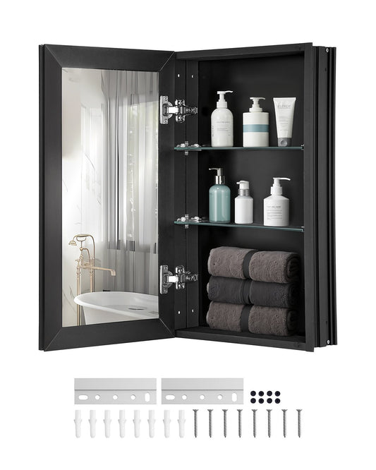 VEVOR Medicine Cabinet 14" x 24" Mirror Medicine Cabinet Adjustable Shelves