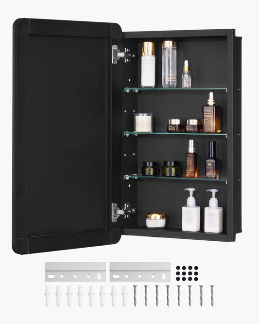 VEVOR Medicine Cabinet 16.5" x 27.5" Mirror Medicine Cabinet Adjustable Shelves