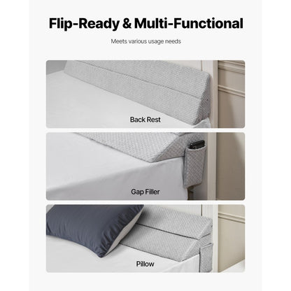 VEVOR Bed Wedge Pillow for Headboard 1524x245x152mm Bed Gap Filler for 178mm Gap