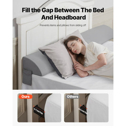 VEVOR Bed Wedge Pillow for Headboard 1829x255x152mm Bed Gap Filler for 178mm Gap