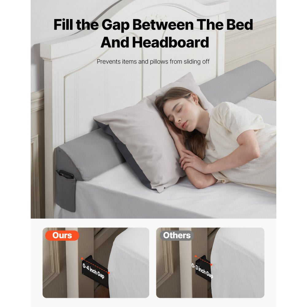 VEVOR Bed Wedge Pillow for Headboard 1930x152x115mm Bed Gap Filler for 102mm Gap