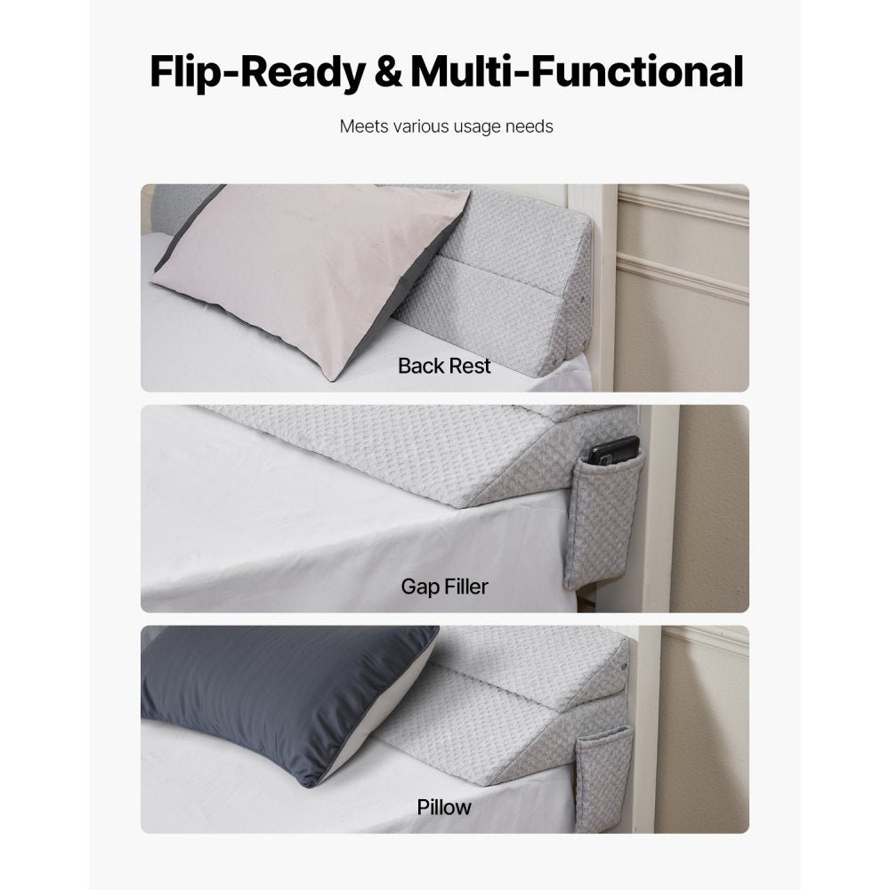 VEVOR Bed Wedge Pillow for Headboard 1930x255x152mm Bed Gap Filler for 178mm Gap