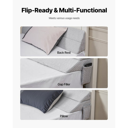 VEVOR Bed Wedge Pillow for Headboard 1930x255x152mm Bed Gap Filler for 178mm Gap