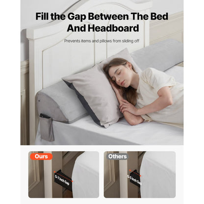 VEVOR Bed Wedge Pillow 1930x255x152mm Plush Bed Gap Filler Headboard 178mm Gap