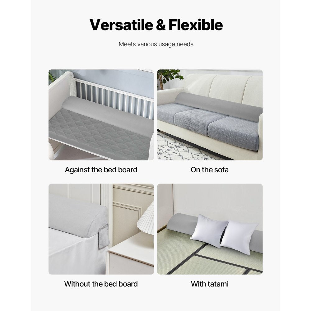 VEVOR Bed Wedge Pillow 1930x255x152mm Plush Bed Gap Filler Headboard 178mm Gap