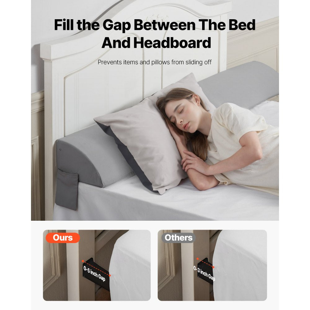 VEVOR Bed Wedge Pillow for Headboard 1930x200x152mm Bed Gap Filler for 127mm Gap