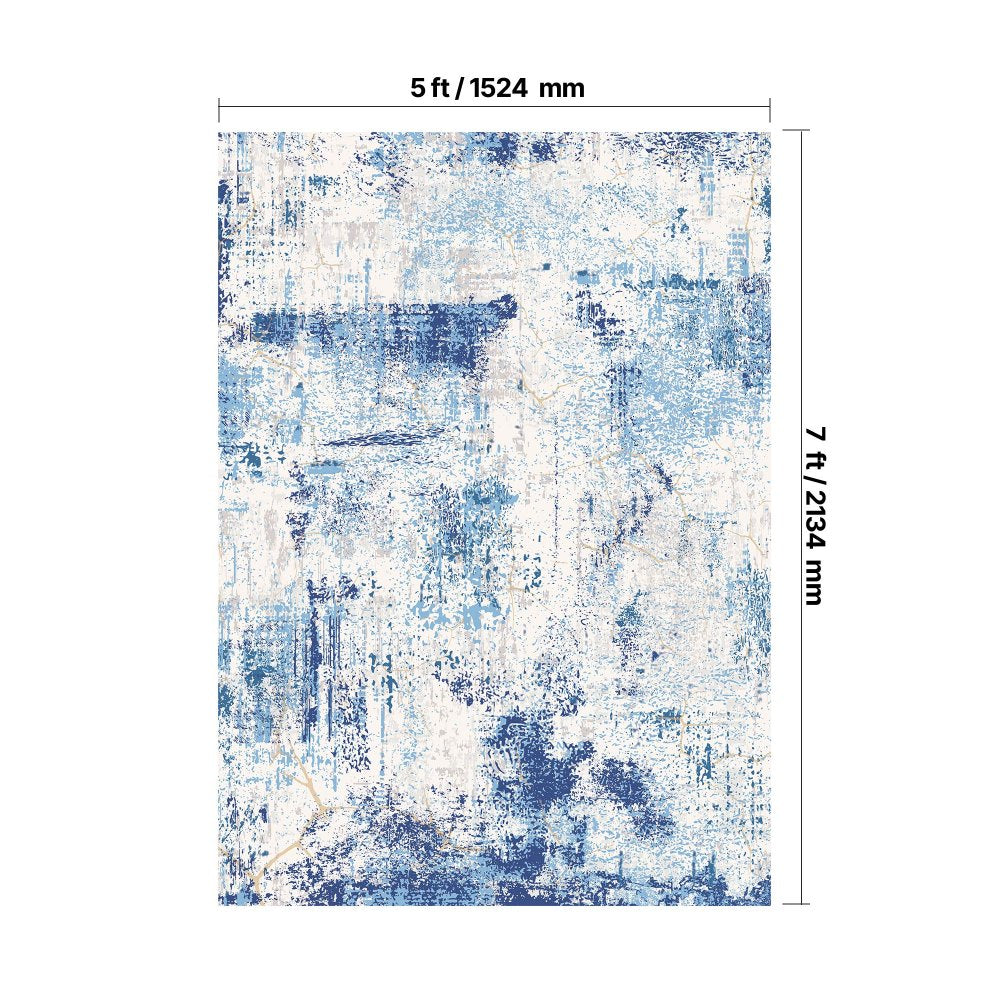 Large Area Rug 1524 x 2133.6 mm Anti-Skid Indoor Floor Mat Modern Blue