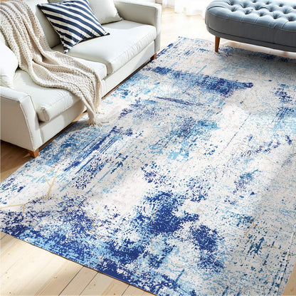 Large Area Rug 1524 x 2133.6 mm Anti-Skid Indoor Floor Mat Modern Blue