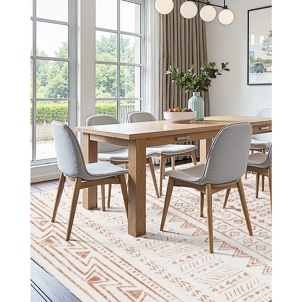 Large Area Rug 1524 x 2133.6 mm Anti-Skid Indoor Floor Mat Modern Beige