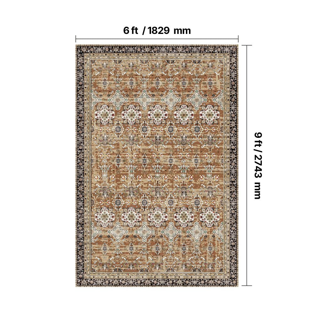 Large Area Rug 1828.8x2743.2 mm Anti-Skid Floor Mat Vintage Brown Green