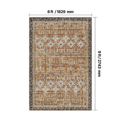 Large Area Rug 1828.8x2743.2 mm Anti-Skid Floor Mat Vintage Brown Green