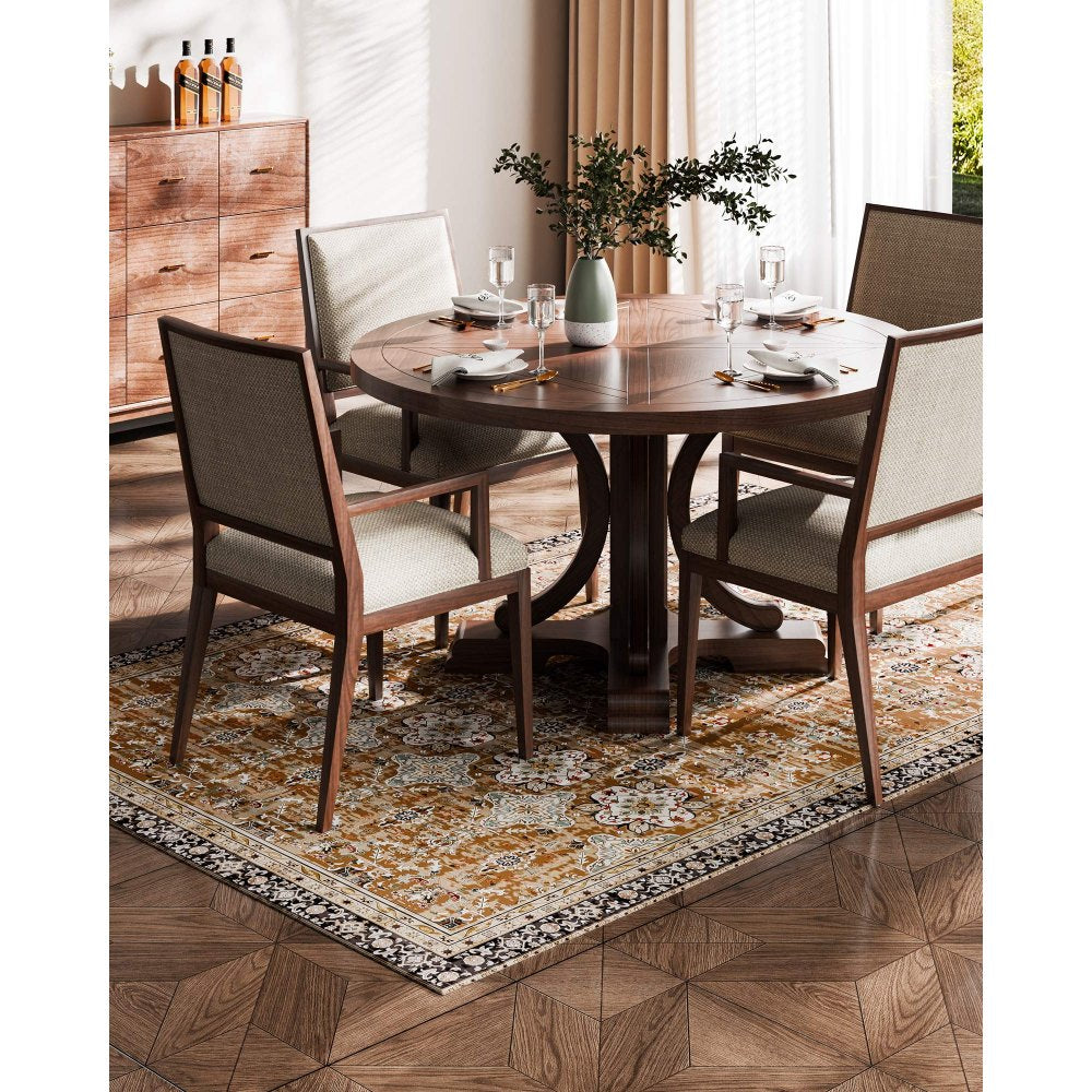 Large Area Rug 1828.8x2743.2 mm Anti-Skid Floor Mat Vintage Brown Green