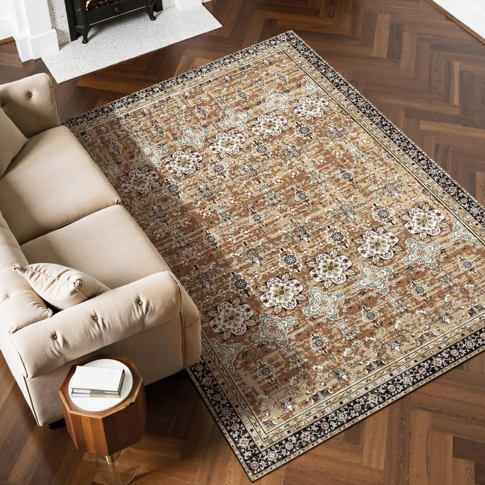 Large Area Rug 1828.8x2743.2 mm Anti-Skid Floor Mat Vintage Brown Green