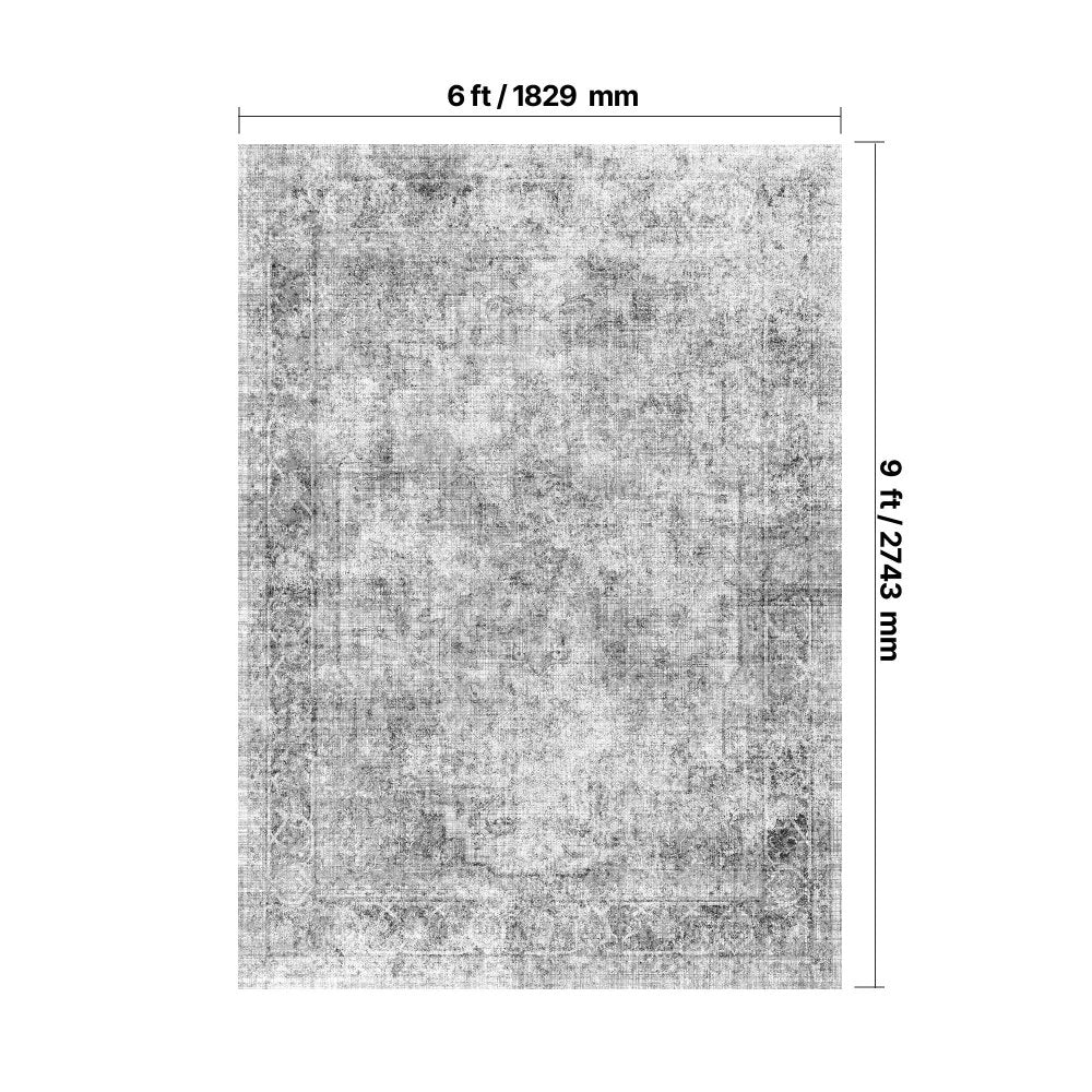 VEVOR Large Area Rug 1828.8x2743.2 mm Anti-Skid Indoor Floor Mat Bohemian Gray