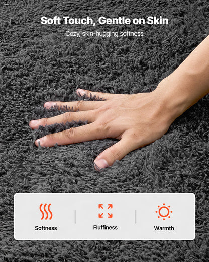 Indoor Plush Area Rugs, 1.52 x 2.44 m Soft Plush Carpet, Furry Shag Area Rugs for Living Room, Bedroom, Sunroom, Modern Home Decor Aesthetic, Non-Shedding, Non-Woven, Slip-Resistant, Dark Gray