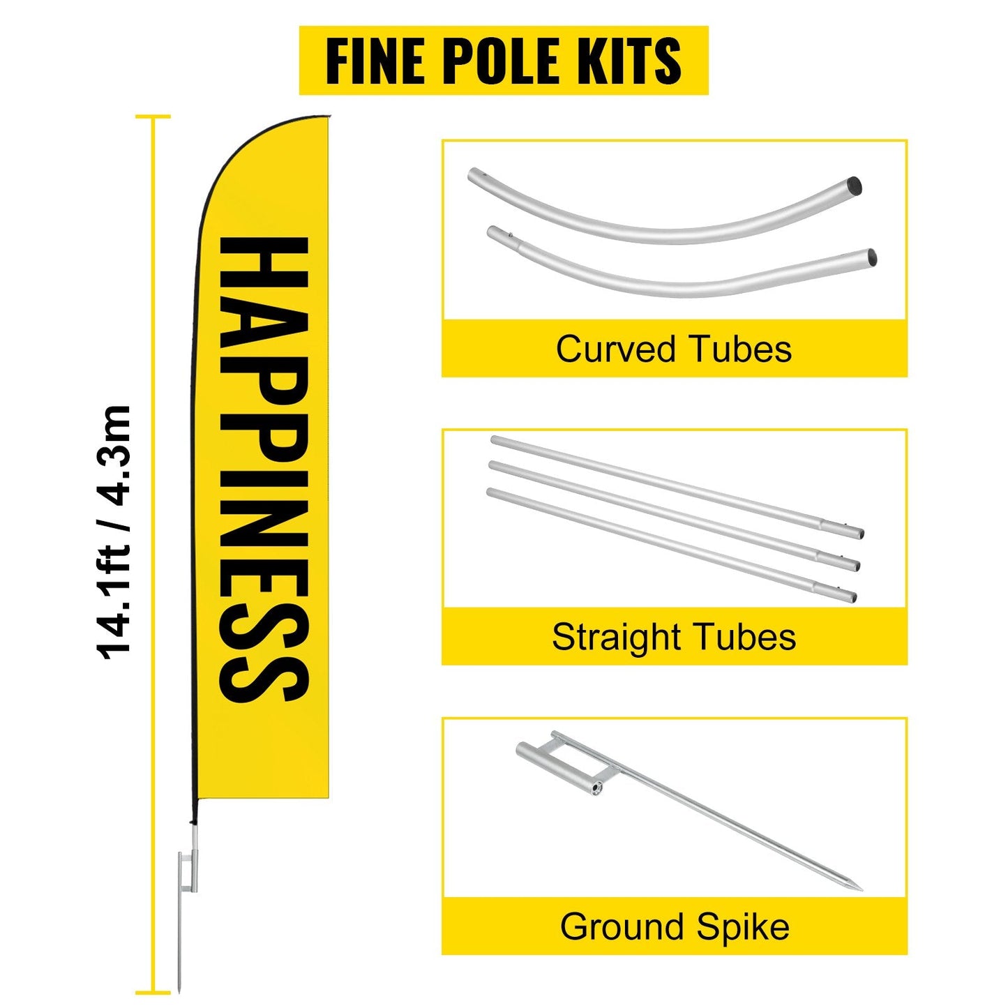 Promotional Feather Flag Set with 4.3m Pole - Durable & Easy to Assemble