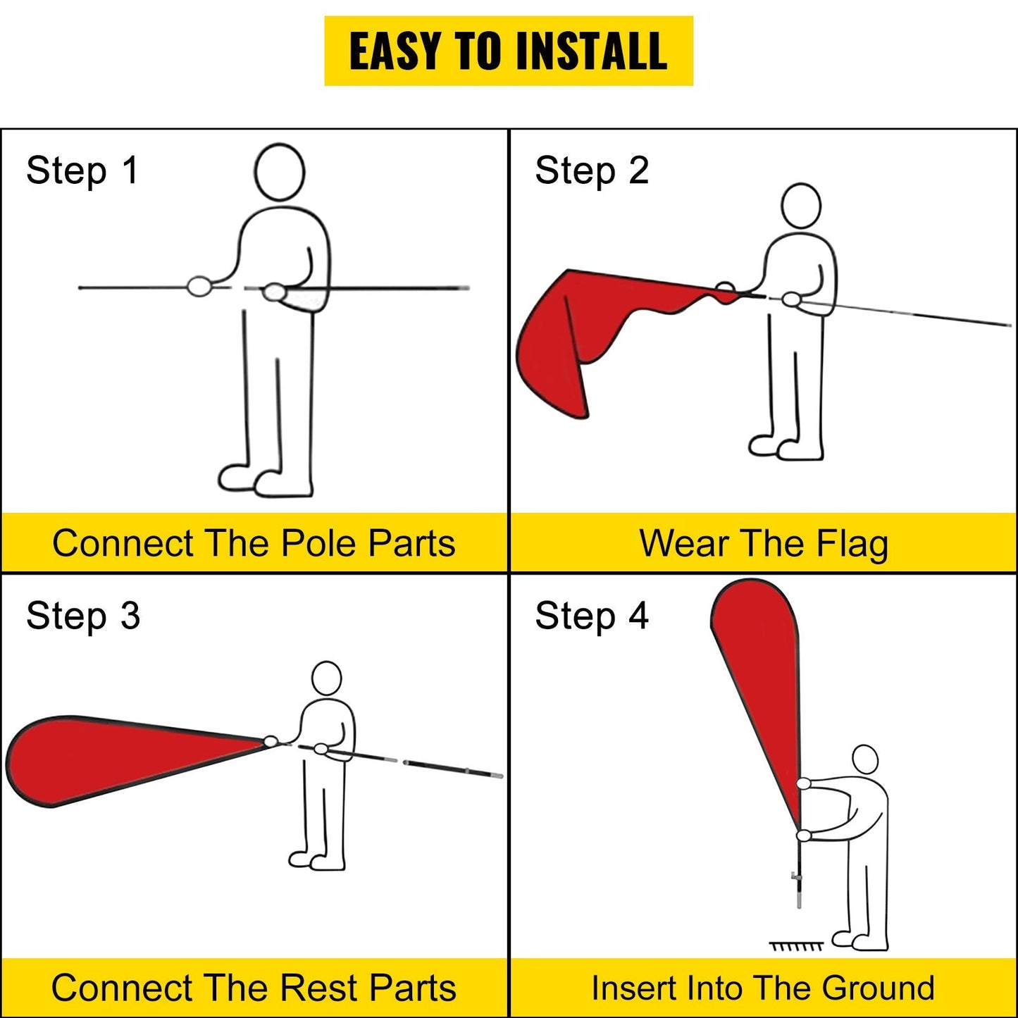 Promotional Feather Flag Set with 4.3m Pole - Durable & Easy to Assemble