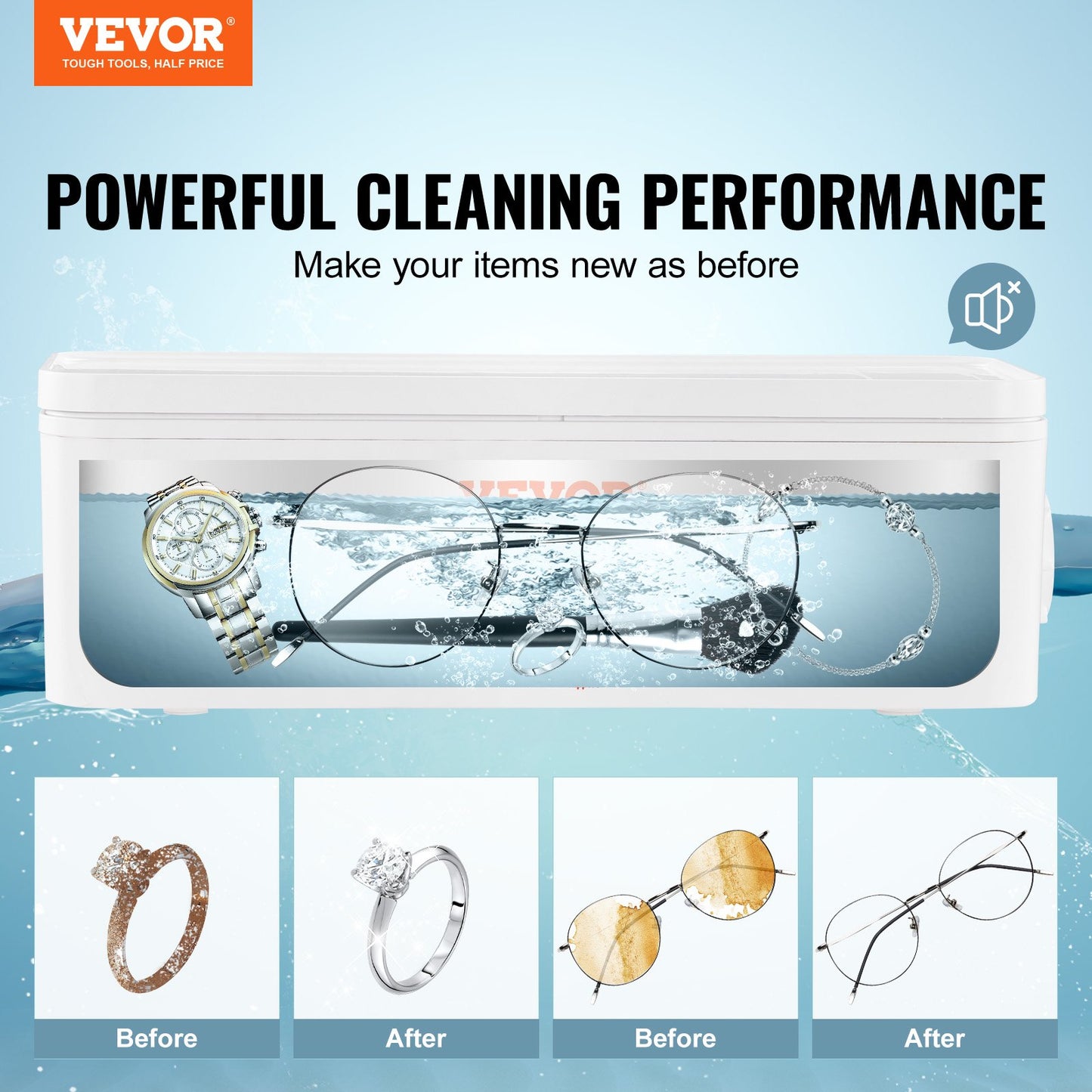 VEVOR Jewelry Cleaner Ultrasonic Machine, Ultrasonic Cleaner Machine 16oz (470ml)
