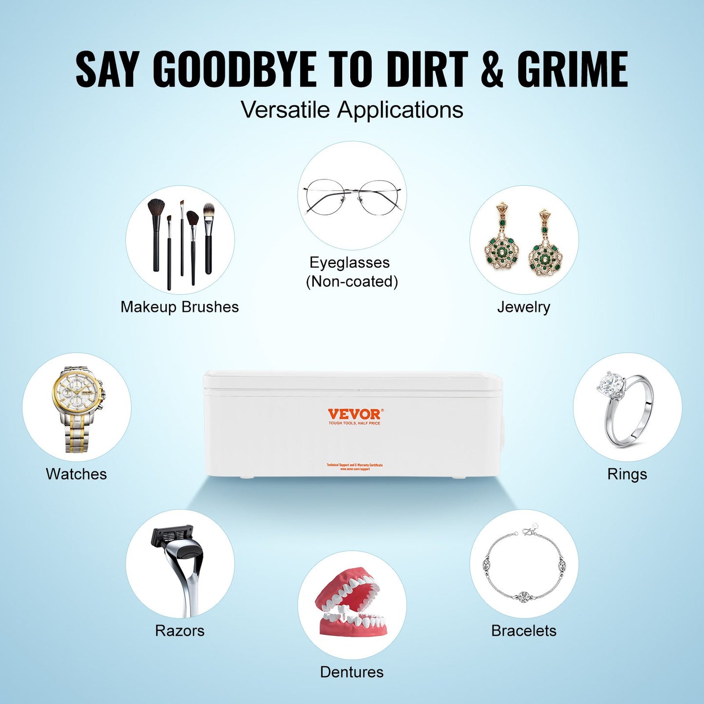 VEVOR Jewelry Cleaner Ultrasonic Machine, Ultrasonic Cleaner Machine 16oz (470ml)