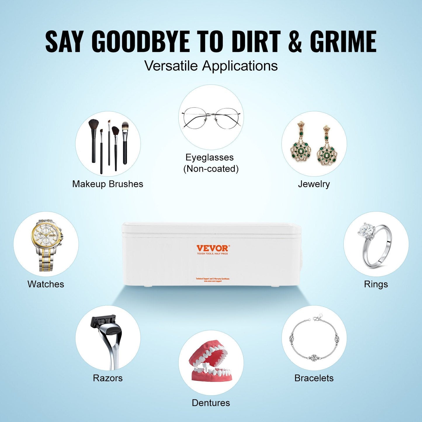 Portable Ultrasonic Jewelry Cleaner with 470ml Capacity and 4 Timer Modes