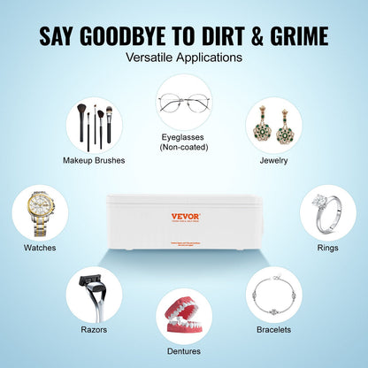 Portable Ultrasonic Jewelry Cleaner with 470ml Capacity and 4 Timer Modes