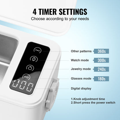 VEVOR Jewelry Cleaner Ultrasonic Machine, Ultrasonic Cleaner Machine 16oz (470ml)
