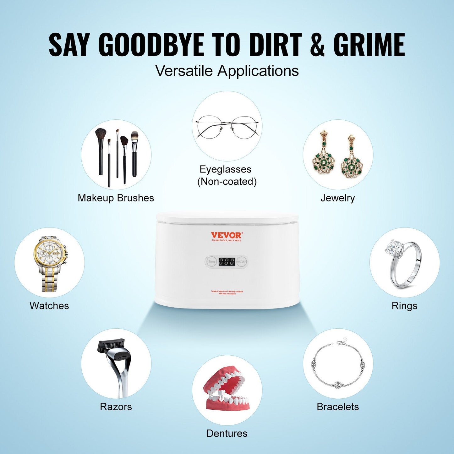 Portable Ultrasonic Jewelry Cleaner with 5 Timers, 0.65L Capacity