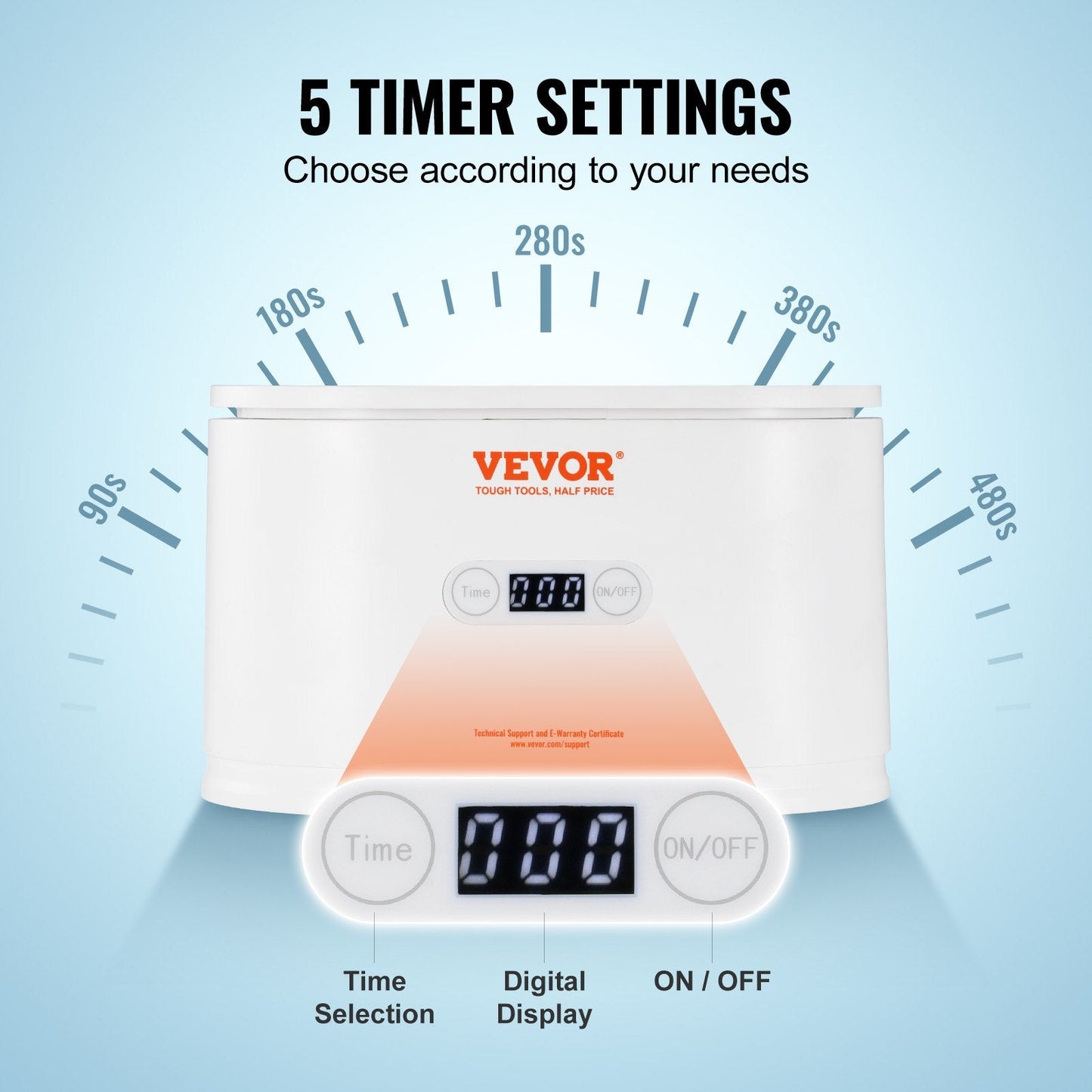 Portable Ultrasonic Jewelry Cleaner with 5 Timers, 0.65L Capacity