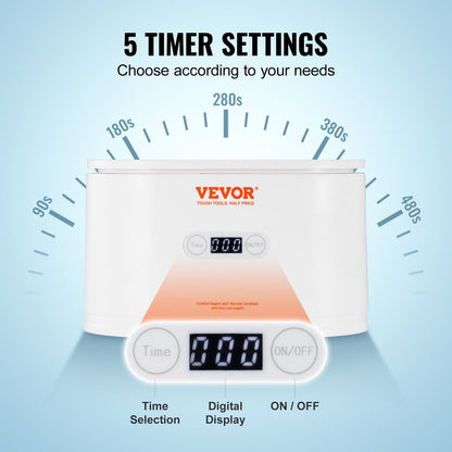 Portable Ultrasonic Jewelry Cleaner with 5 Timers, 0.65L Capacity