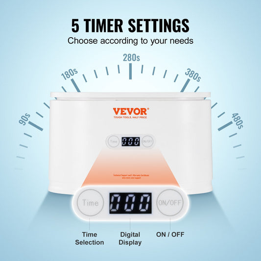 Portable Ultrasonic Jewelry Cleaner with 5 Timers, 0.65L Capacity