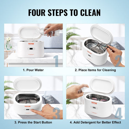 Portable Ultrasonic Jewelry Cleaner with 5 Timers, 0.65L Capacity