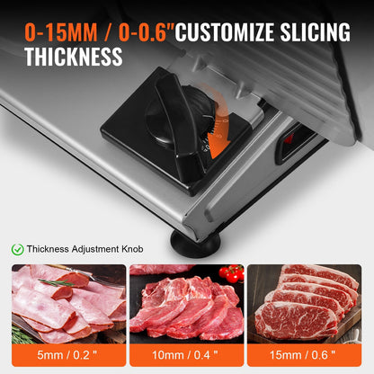 Electric Deli Food Slicer, 180W with 0-15mm Adjustable Thickness Blade