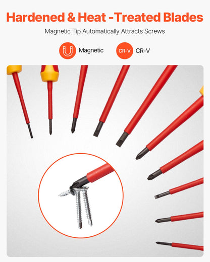 VEVOR Insulated Screwdriver Set 11-Piece Insulated Tool Set for Electricians