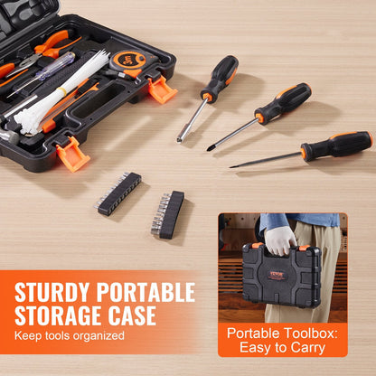 132-Piece Household Hand Tool Set with Portable Case, High-Quality Steel