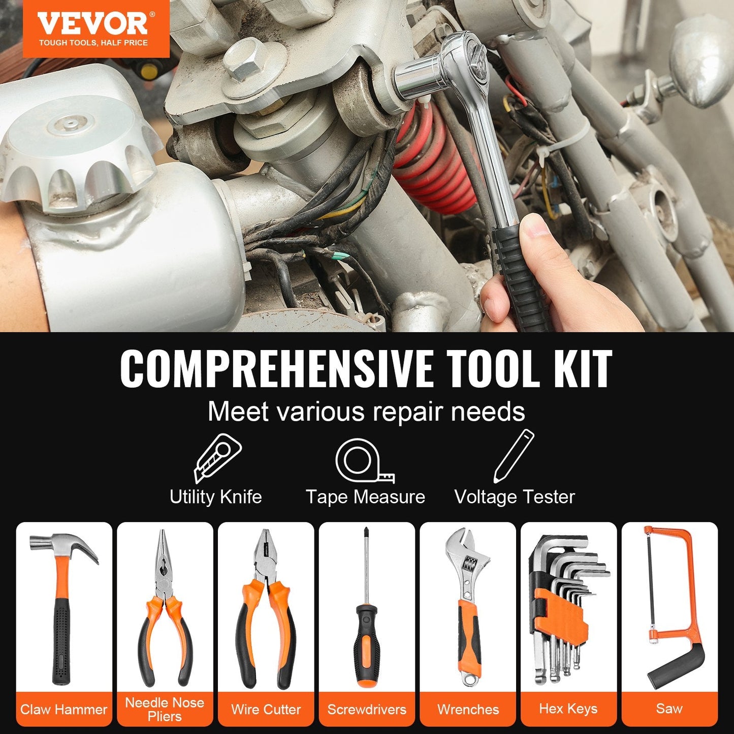 216-Piece Household Hand Tool Set with Portable Case, High-Quality Steel, 5.7 kg