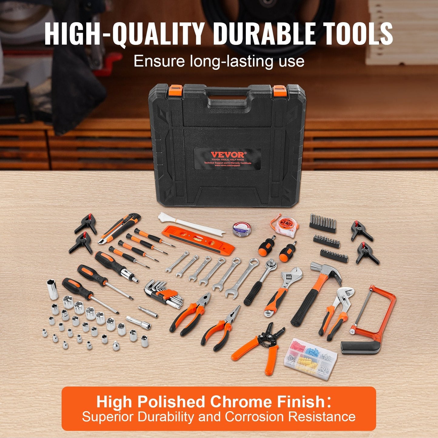 216-Piece Household Hand Tool Set with Portable Case, High-Quality Steel, 5.7 kg