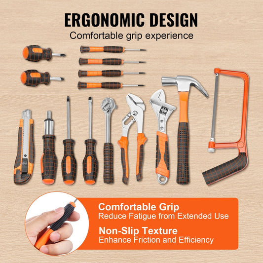 216-Piece Household Hand Tool Set with Portable Case, High-Quality Steel, 5.7 kg
