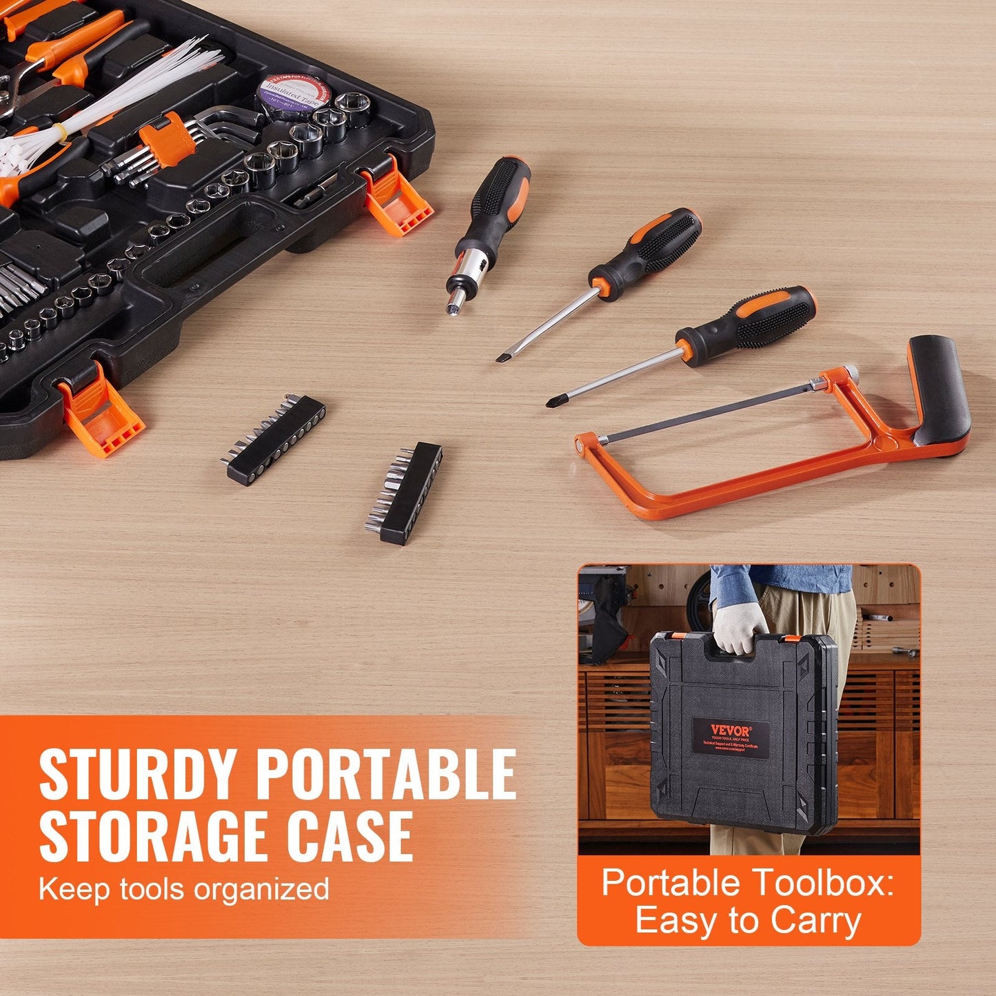 216-Piece Household Hand Tool Set with Portable Case, High-Quality Steel, 5.7 kg