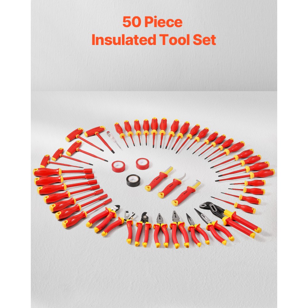 VEVOR Insulated Screwdriver Set 50-Piece Insulated Tool Set for Electricians