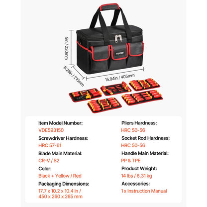 VEVOR Insulated Screwdriver Set 50-Piece Insulated Tool Set for Electricians