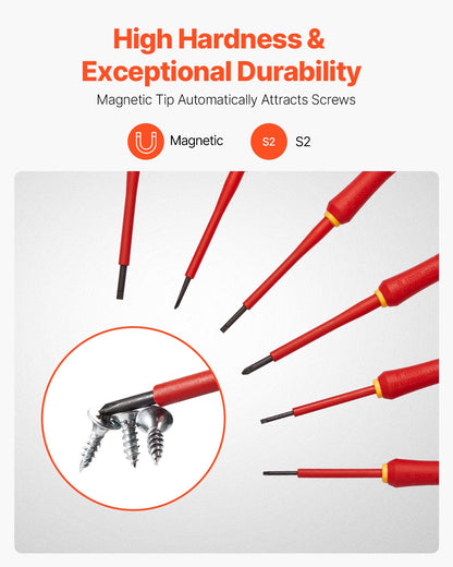 VEVOR Insulated Screwdriver Set 6-Piece Insulated Tool Set for Electricians