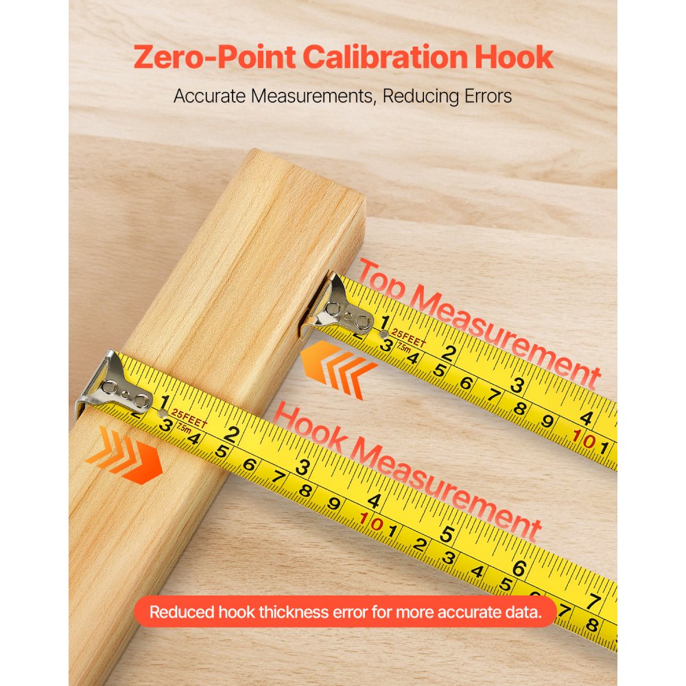VEVOR 2 Packs Tape Measure 7620mm Retractable Imperial Metric