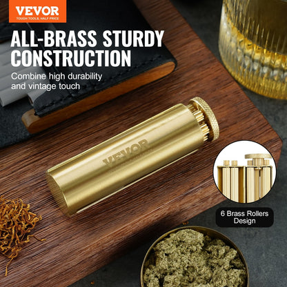 Solid Brass Manual Cigarette Roller - Compact 0.26m, 225g, Fits 70mm Paper