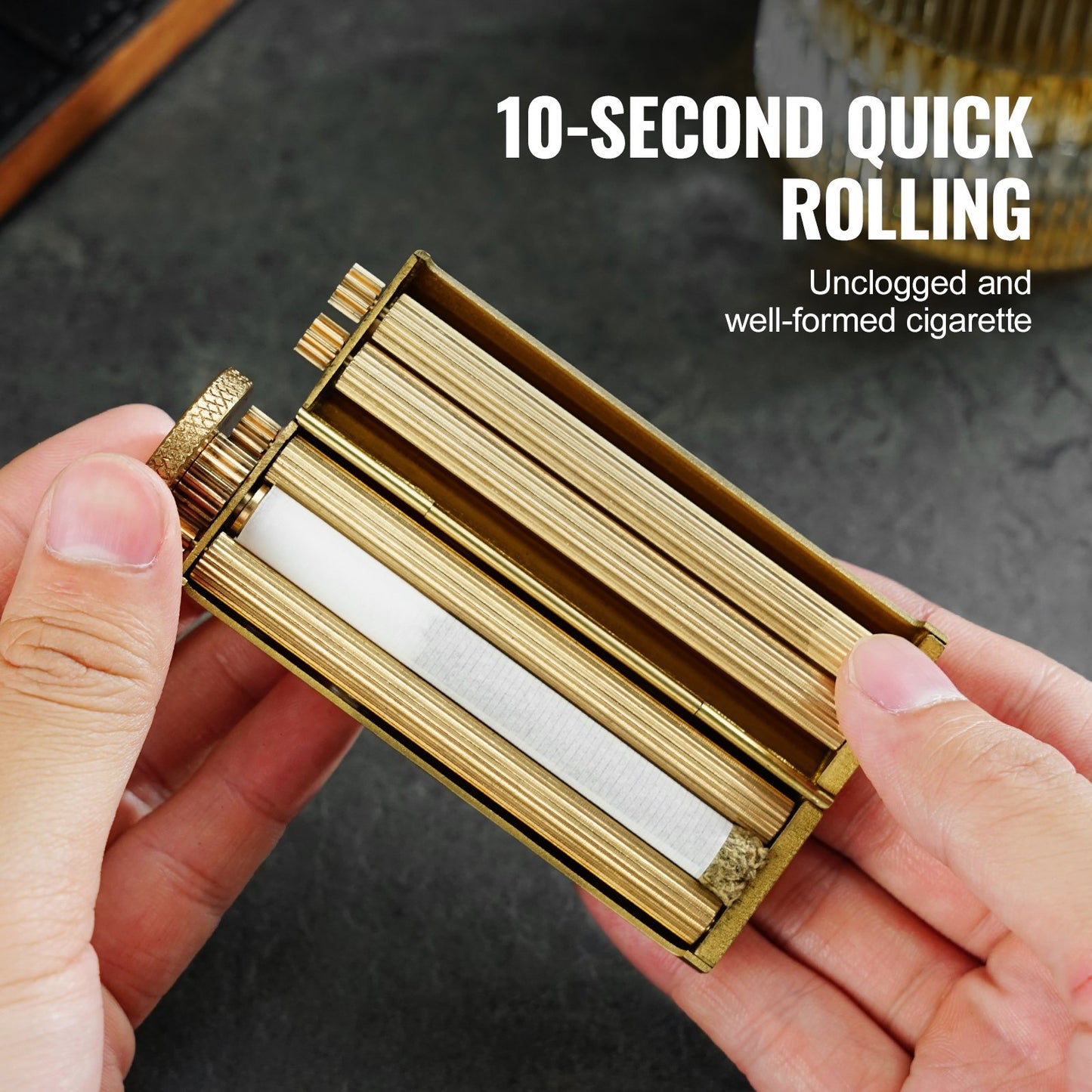 VEVOR Cigarette Rolling Machine, Solid Brass Cigarette Roller, Manual Tobacco Rolling