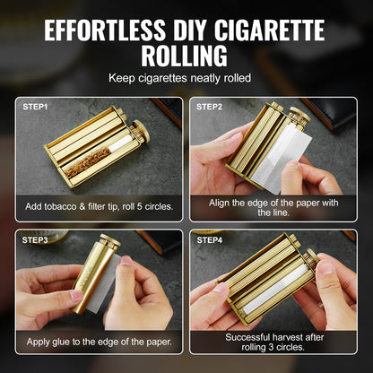 VEVOR Cigarette Rolling Machine, Solid Brass Cigarette Roller, Manual Tobacco Rolling