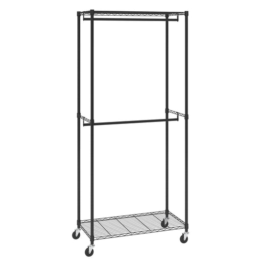 VEVOR Heavy Duty Clothes Rack, Double Hanging Rods Clothing Garment Rack with Bottom